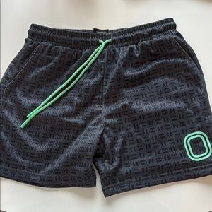 Boys overtime Black Patterned Shorts with Green Accents